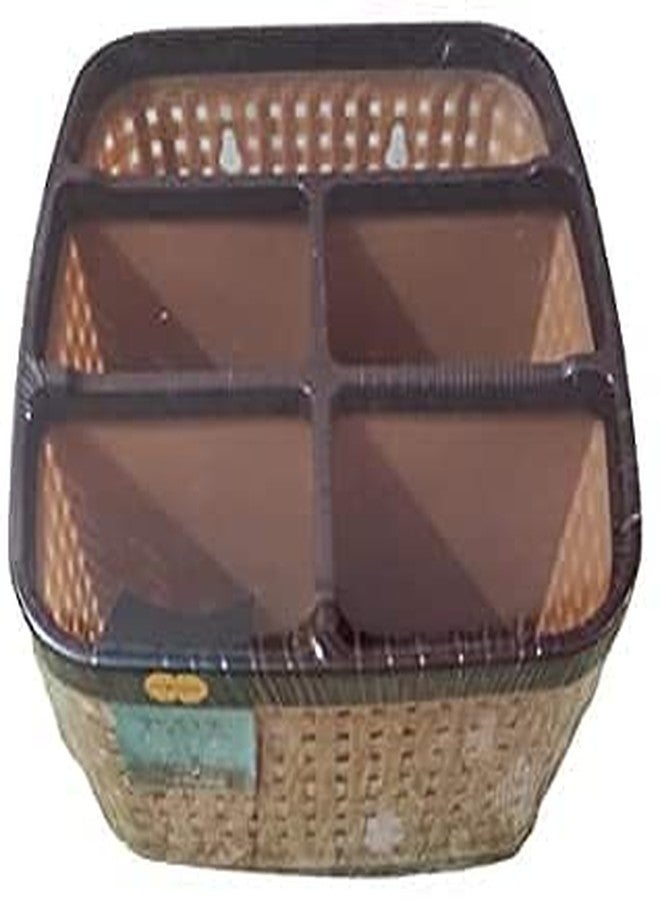 HARIHUB Multicolor with Brown Multipurpose Plastic Kitchen Utensil Holder, 5 Section Utensil Stand Organiser - Image 2