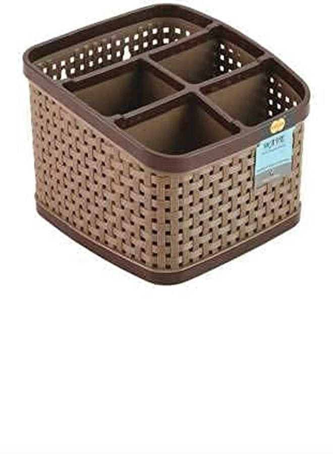 HARIHUB Multicolor with Brown Multipurpose Plastic Kitchen Utensil Holder, 5 Section Utensil Stand Organiser - Image 1
