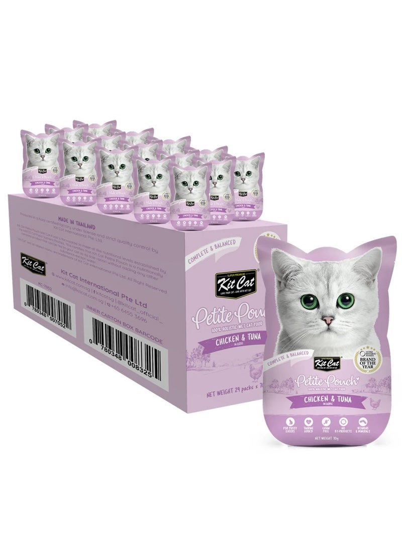 Kit Cat Petite Pouch 70g – Chicken & Tuna (1 Box -24pcs) - Image 1