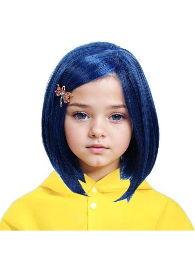 Linfairy باروكة قصيرة زرقاء للأطفال من لينفيري لزي الهالوين وملابس الكوسبلاي - Image 1