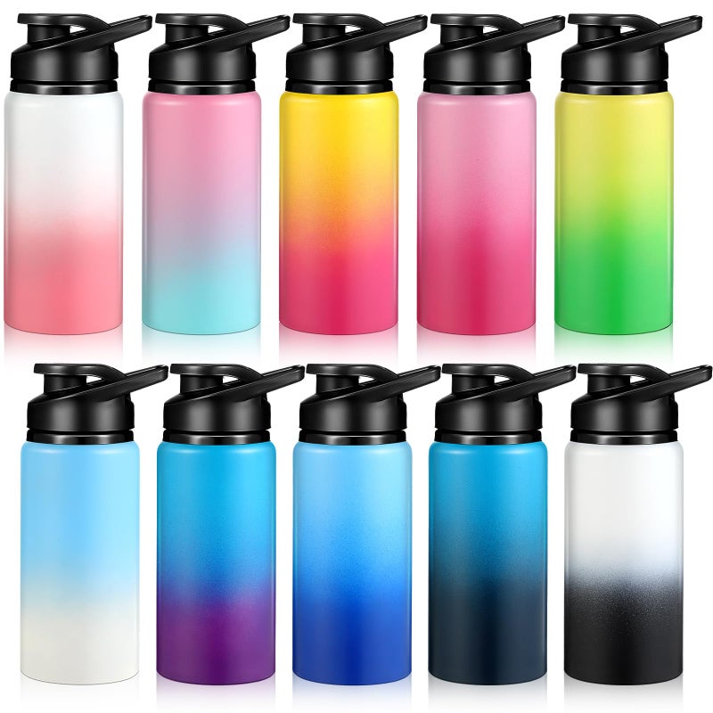 Mimorou 10 Pack Aluminum Water Bottles Bulk 17oz Reusable LeakProof Lightweight Sport Bottles Set for Travel Gym Team Camping Party Favors 10 ColorsGradient Color17oz - Image 2