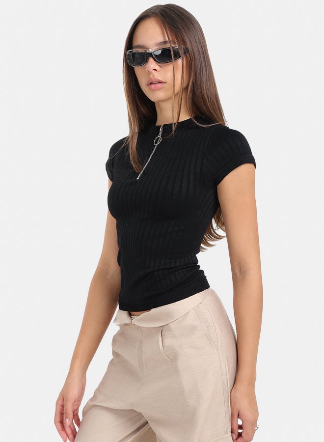 Carina Ribbed Seamless Half Zip Top - Image 2