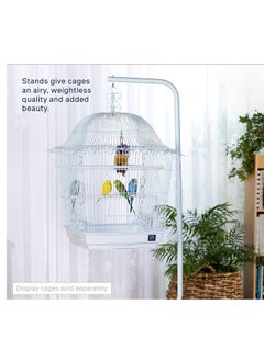 vsell24 Hanging Bird Cage Stand White Heavy duty tubular steel Bird Cage Stand For All Bird Cages 74.5X74.5X167cm  - Image 5