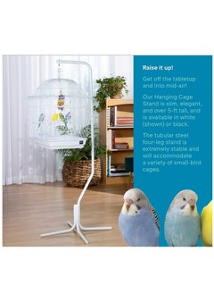 vsell24 Hanging Bird Cage Stand White Heavy duty tubular steel Bird Cage Stand For All Bird Cages 74.5X74.5X167cm  - Image 3