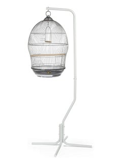 vsell24 Hanging Bird Cage Stand White Heavy duty tubular steel Bird Cage Stand For All Bird Cages 74.5X74.5X167cm  - Image 2