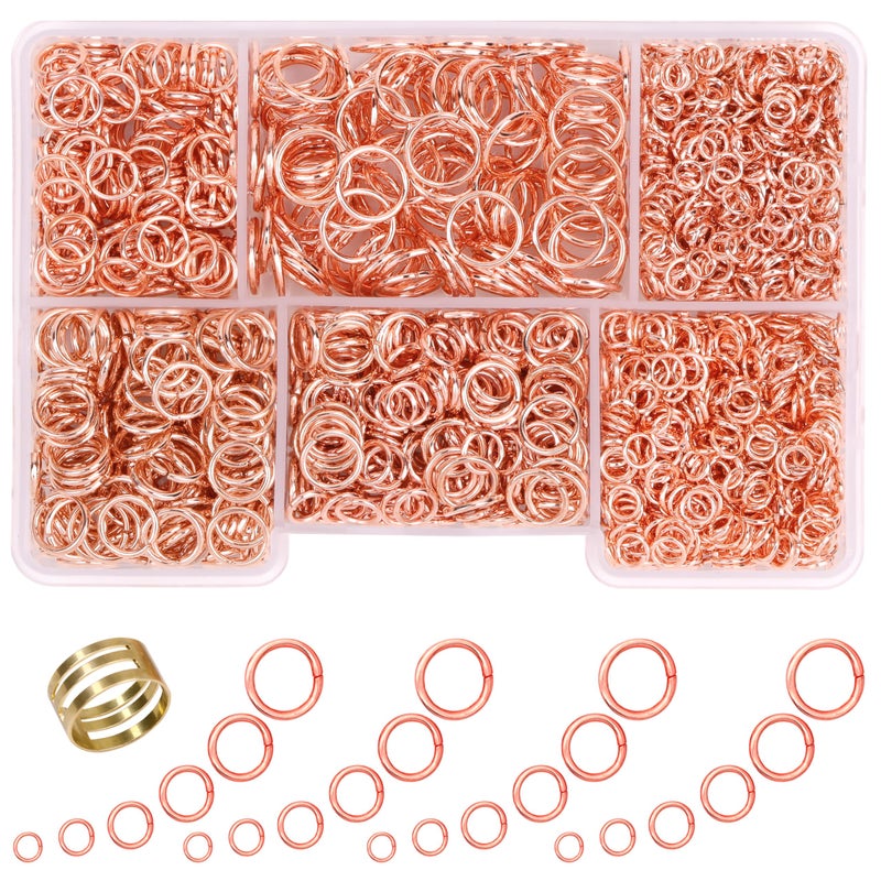 GMMA Rose-Gold Jump Rings for Jewelry Making 1400 Pcs 6 Sizes/Box Jump Rings with Open/Close Tool for Necklace Bracelet Repair Keychains Jewelry Making Supplies (Rose-Gold) - Image 1