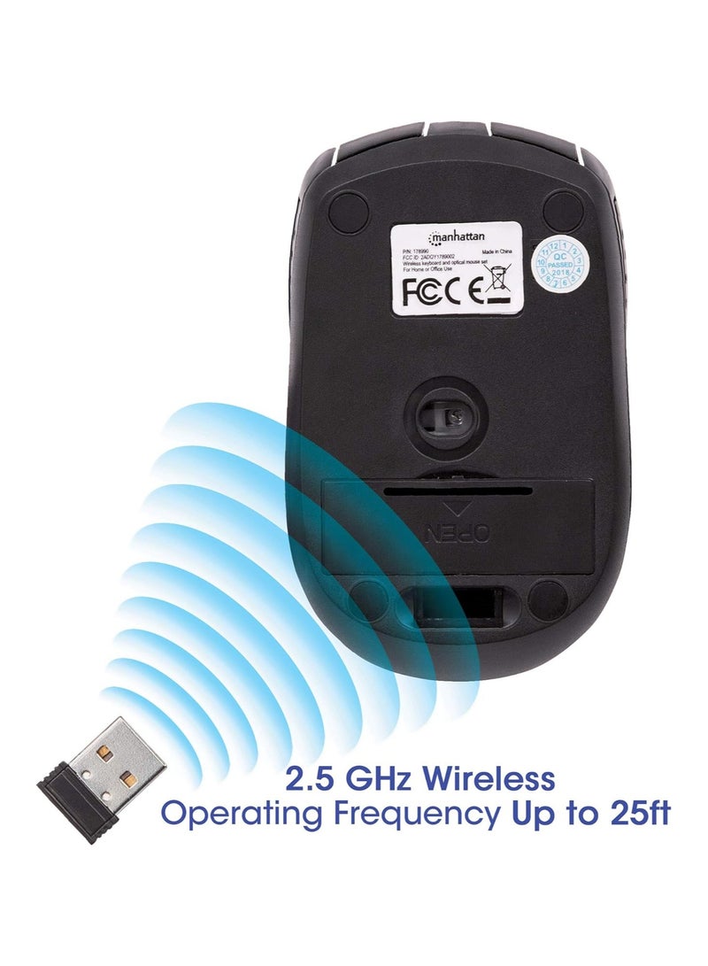 Manhattan Wireless Keyboard and Optical Mouse Set - 178990 - Black - Image 5