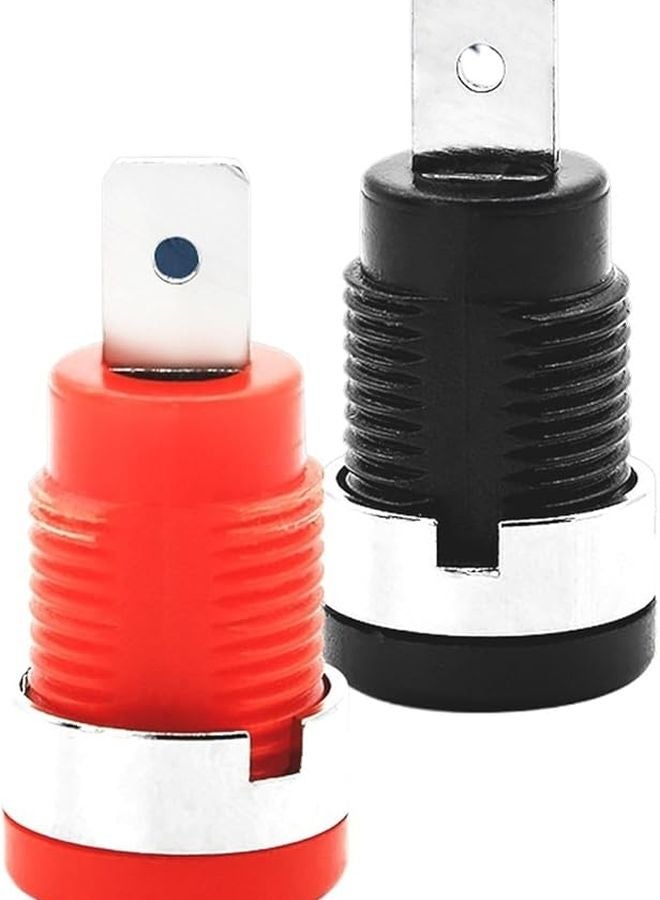 Insulated 4mm Banana Female Socket Binding Post Terminal Plug 12mm Panel Mount Test Probe Wire Connector 2Pc Red 2Pc Black - Image 1