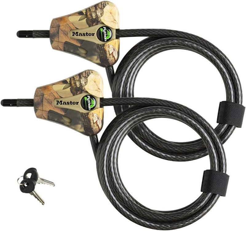MasterLock Python Trail Camera Adjustable Camouflage Cable Locks w/4 Keys, 8418KA-2 CAMO 2-Pack - Image 1