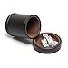 RERIVER PU Leather Dice Cup with Lid Dark Chocolate Leatherette and Dark Brown FeltLined Quiet Dice Shaker Cup Including 6 Black Dot Dice for Liars Dice Farkle Yahtzee Games 1 Pack - Image 2