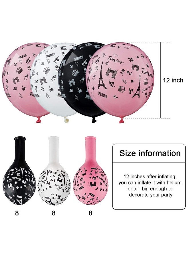 Gejoy 24pcs Paris Balloons, Eiffel Tower Latex Balloons, 12inch, Unisex, for Birthday, Wedding, Engagement, Graduation, Valentine's Day, Retirement Decoration - Image 2