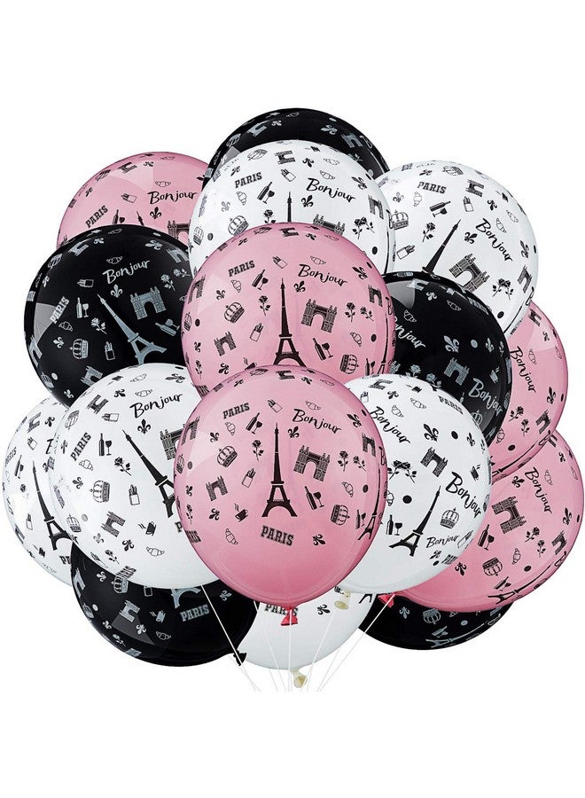 Gejoy 24pcs Paris Balloons, Eiffel Tower Latex Balloons, 12inch, Unisex, for Birthday, Wedding, Engagement, Graduation, Valentine's Day, Retirement Decoration - Image 1