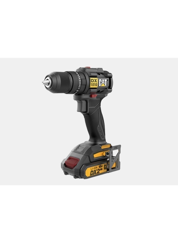 كاتربلر مثقاب مطرقي لاسلكي CAT DX1010 بجهد 18 فولت بدون فحمات، عزم 50 نيوتن متر، ظرف معدني 13 ملم، سرعتين، 20+1+1 وضعية، مع 2 بطارية 2.0 أمبير وشاحن، أصفر/أسود - Image 2