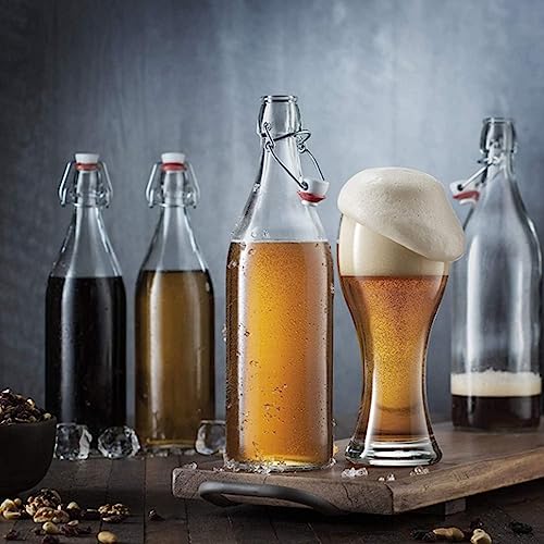 Brezzycloud Swing Top Bottles 1000ml-2 Pack Round Clear Glass Grolsch Flip Top Bottle With Stopper, for Beverages, Smoothies, Kefir, Beer, Soda, Juicing, Kombucha, Water, Milk and Vinegar - Image 5