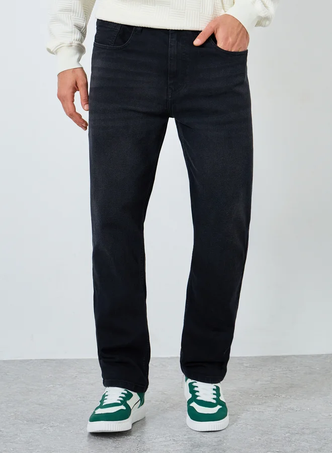 Styli Men Black Relaxed Fit Jeans