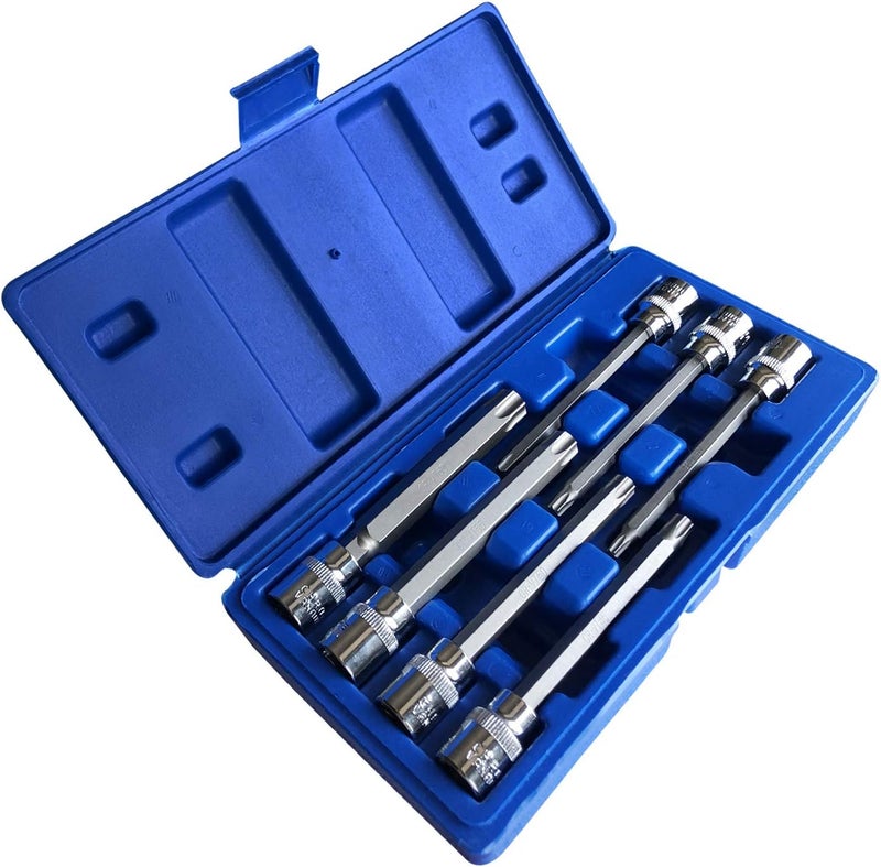 mainpoint Extra Long Torx Star Bit Socket Set 7 Piece T25-T60 CR-V "3/8" Drive 110mm(Torx) - Image 1