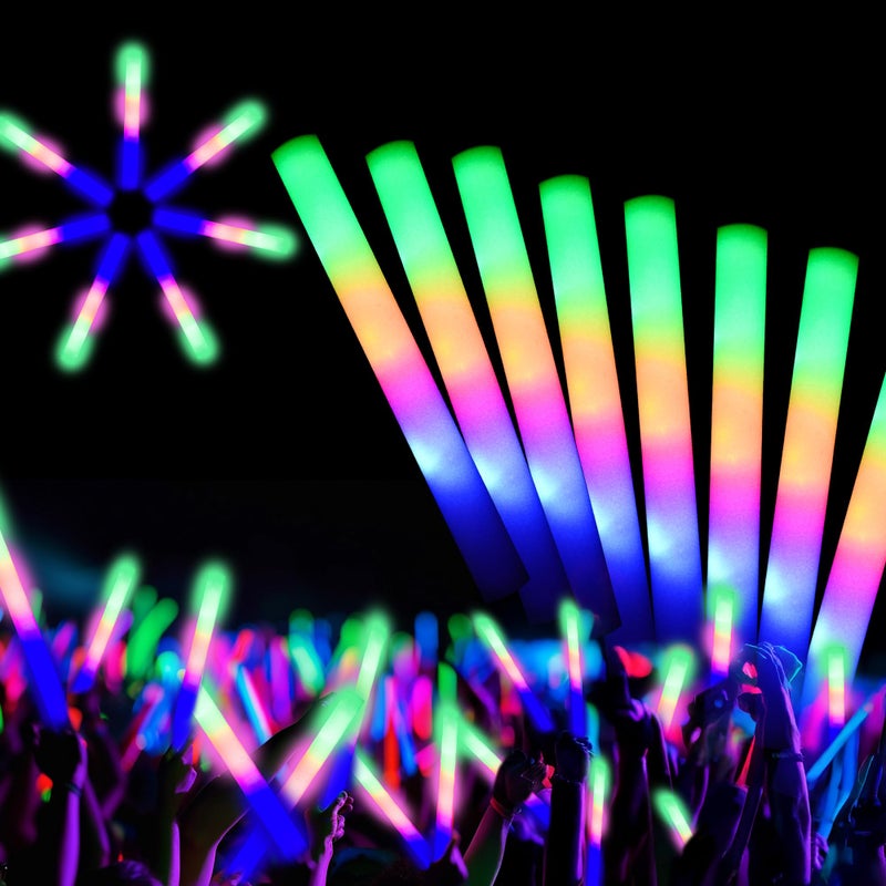 HBYLXTJ SVYIQ 12 PCS Foam Glow Sticks Bulk With 3 Modes Colorful Flashing,Foam Light up Sticks,Glow Sticks for Wedding,Glow in Dark Party Supplies for Wedding,Halloween, 4th of July,Raves,Concert,New Year1 - Image 1