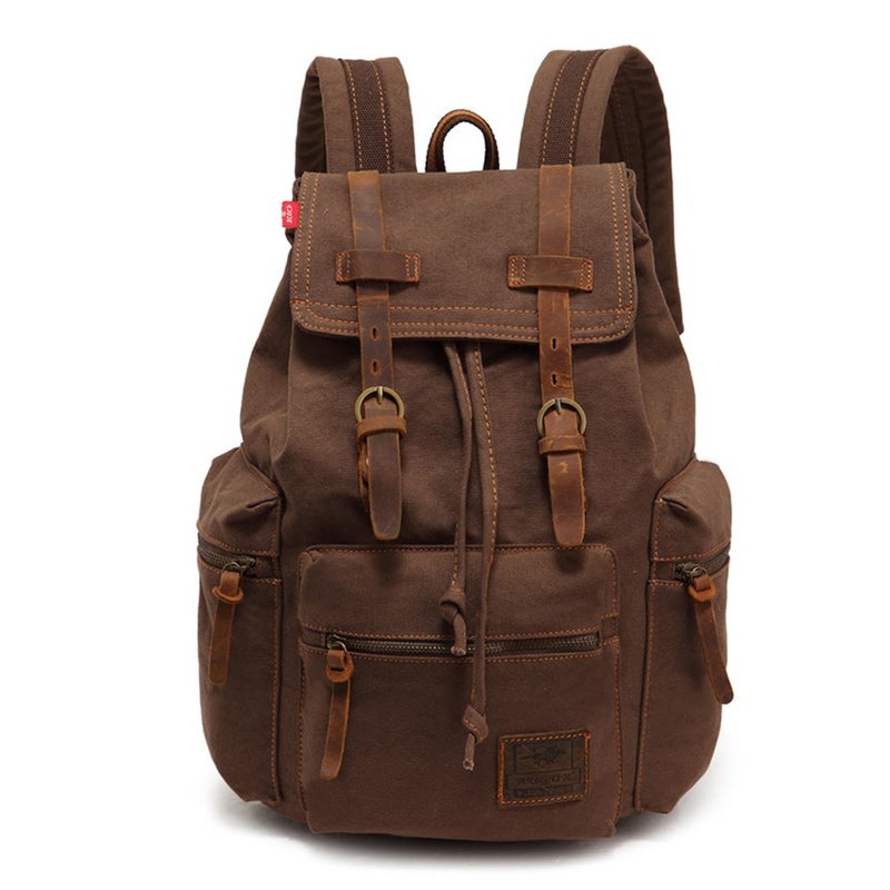 AUGUR High Capacity Canvas Vintage Backpack - for School College Hiking Travel 12-17" Laptop - Image 1
