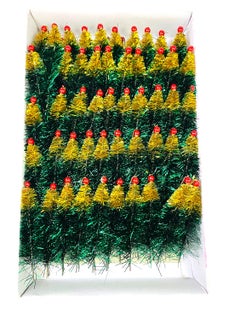 Evisha Evisha 50 Mini Tiny Artificial Christmas XMass Tree Pins Cake Topper Gift Wraping Decoration Ornaments Christmas Tree Pins  - Image 1
