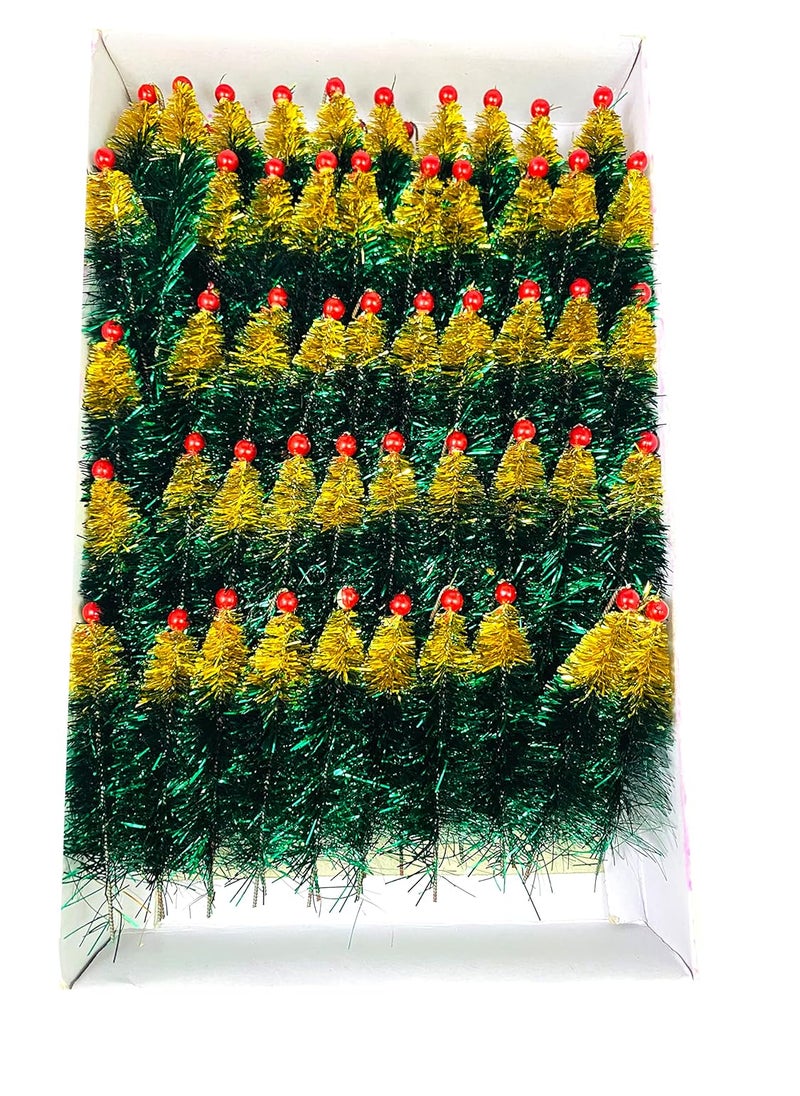 Evisha Evisha 50 Mini Tiny Artificial Christmas XMass Tree Pins Cake Topper Gift Wraping Decoration Ornaments Christmas Tree Pins  - Image 1