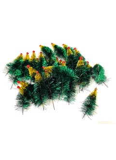 Evisha Evisha 50 Mini Tiny Artificial Christmas XMass Tree Pins Cake Topper Gift Wraping Decoration Ornaments Christmas Tree Pins  - Image 3