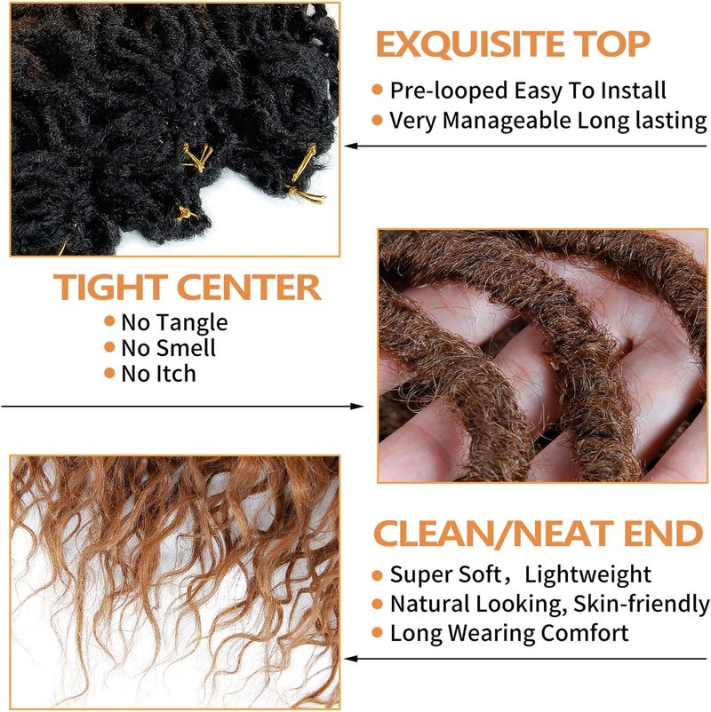 SuyiIRL Brown Faux Locs Crochet Hair For Black Women Soft Locs 24 Inch Goddess Crochet Hair Curly Ends Dreadlocks Boho Style Synthetic Braiding Hair Extensions (6 Packs 72 Strands,1b/30) - Image 3