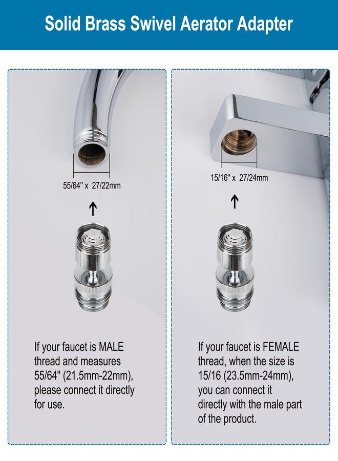 Hibbent Faucet Adapter Kit, Swivel Aerator Adapter to Connect Garden Hose - Multi-Thread Kitchen Sink Faucet to Garden Hose Adapter 3/4 Inch - Chrome Finished - Image 3