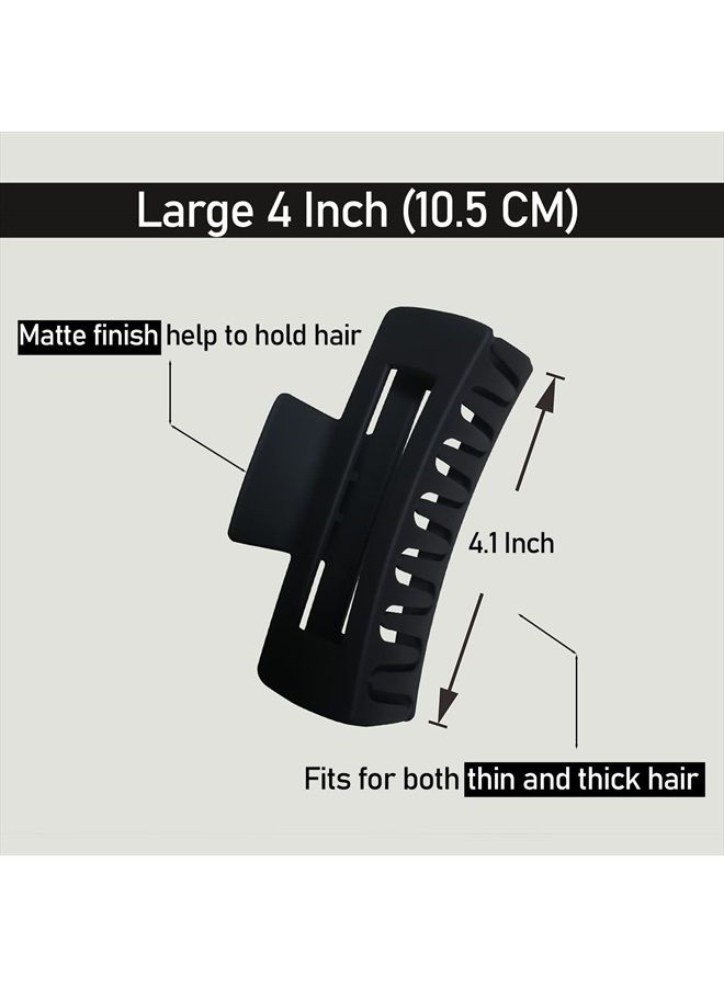 Nalodu Rectangle Hair Claw Clips Large Venhay 4 Inch Matte Clear No Slip Big Jaw Clip Multi-Colored for Thick Hair Women and Girls, 6 Pack - Image 2