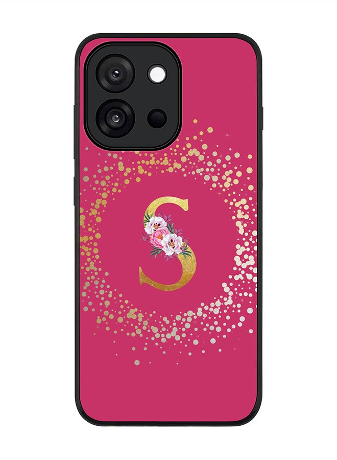 For OnePlus 13s / 13T Case,Slim fit Camera Protection, Shockproof Thin Phone cover  - Custom Monogram Floral - S ( Deep Pink )