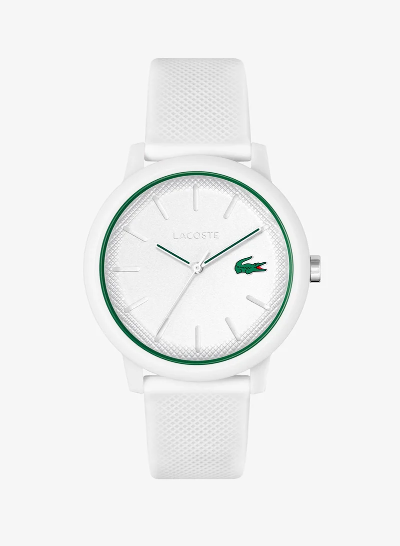 Lacoste 12.12 Collection Analog Quartz Watch For Men With White Silicone Bracelet - 2011169