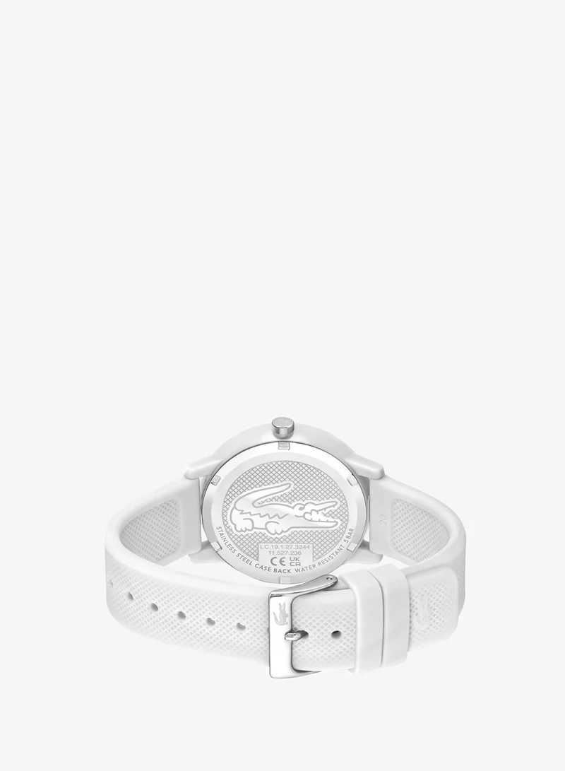 Lacoste 12.12 Collection Analog Quartz Watch For Men With White Silicone Bracelet - 2011169