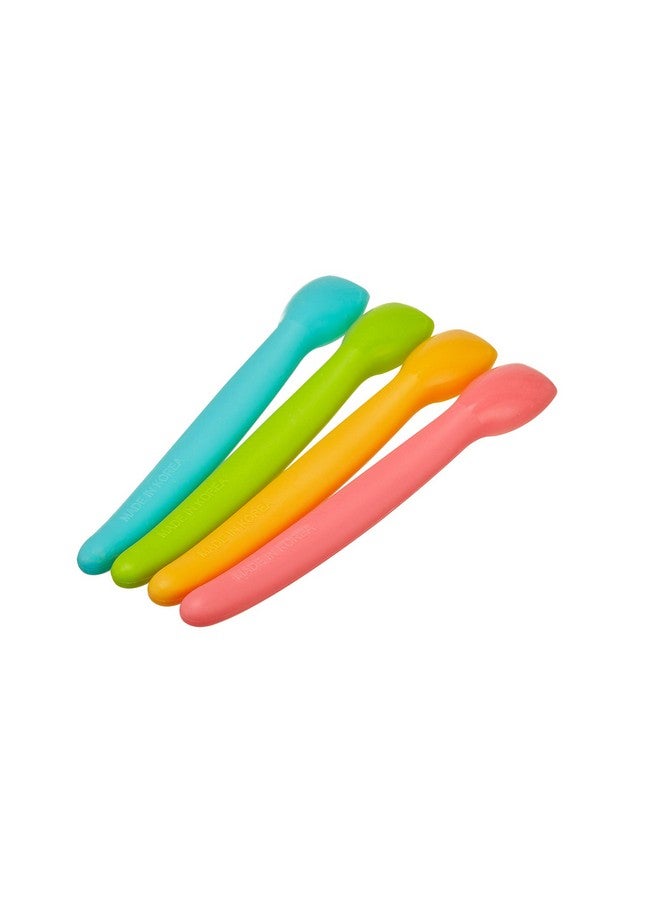 Innobaby Silicone Baby Spoon with Carrying Case Gum Friendly (4 Pack)(Aqua, Mango, Green, Pink) - Image 3