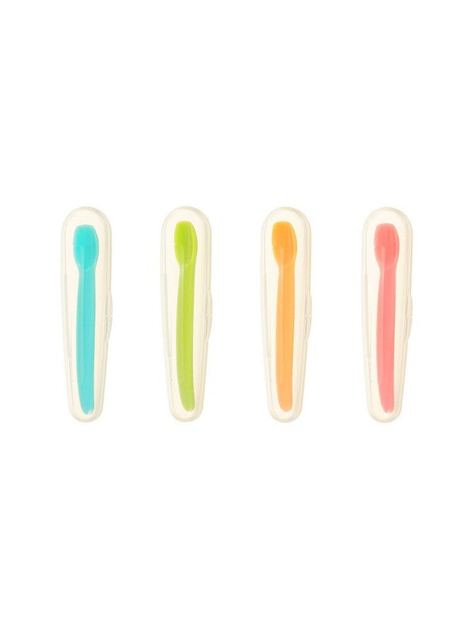 Innobaby Silicone Baby Spoon with Carrying Case Gum Friendly (4 Pack)(Aqua, Mango, Green, Pink) - Image 4