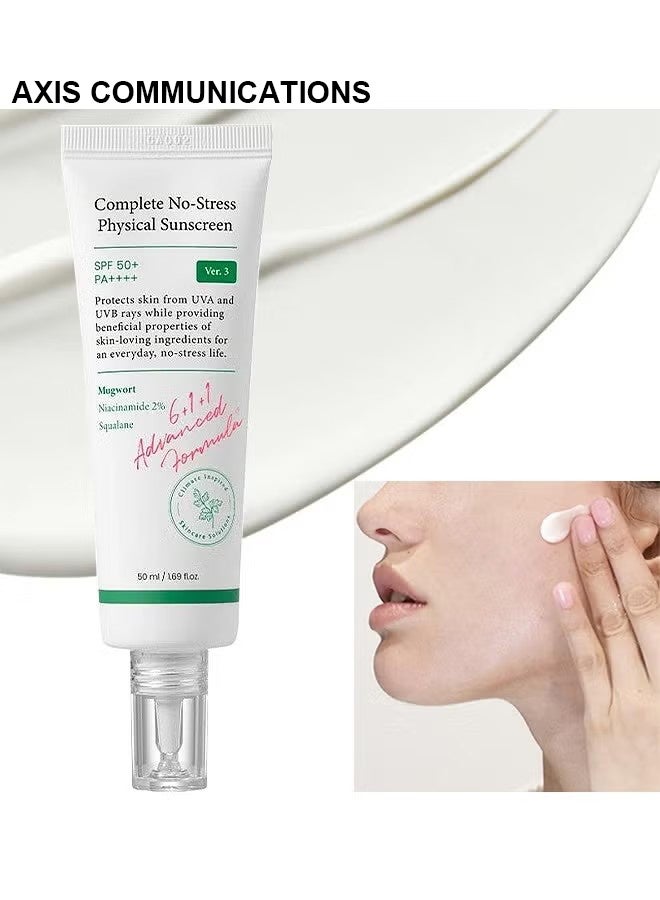 AXIS COMMUNICATIONS Complete No-Stress Physical Sunscreen SPF 50+ PA++++, Protect Skin From UVA And UVB, Sunblock Cream Face, 50ml / 1.69 fl oz - Image 1