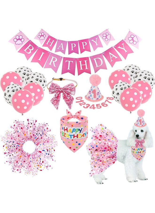 duludulu - Dog Birthday Party Supplies - Bandana Hat, Red Bowtie, Tutu Skirt for Girl Dog Decorations - Image 1