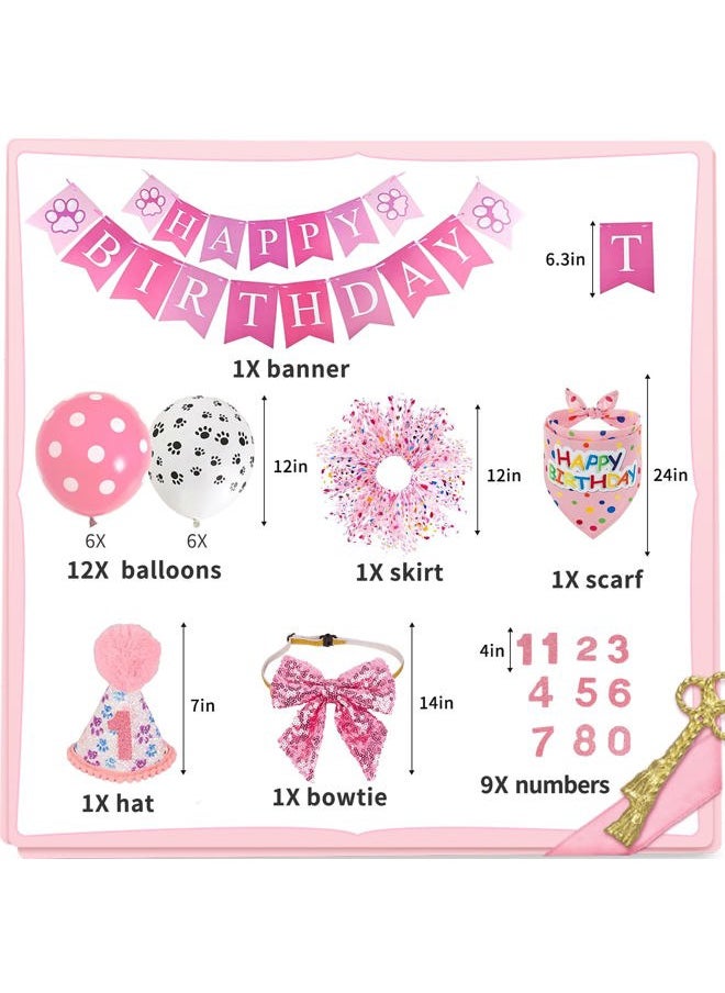 duludulu - Dog Birthday Party Supplies - Bandana Hat, Red Bowtie, Tutu Skirt for Girl Dog Decorations - Image 1