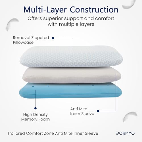 Dormyo Regular Sleeping and Medium Slim Memory Foam Pillow (1, Flakes, 4 inches Height) - Image 5