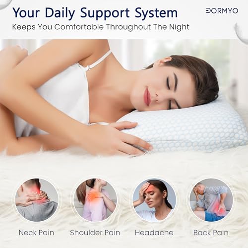 Dormyo Regular Sleeping and Medium Slim Memory Foam Pillow (1, Flakes, 4 inches Height) - Image 4