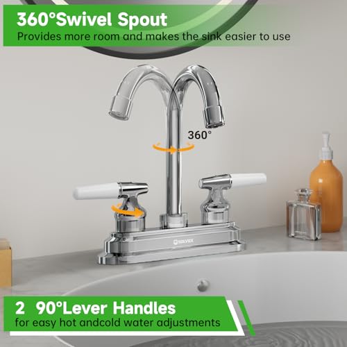 SOLVEX Centerset Bathroom Faucet4 Inch 2 Handle Bathroom Sink Faucets3 Hole Bath Faucets Brushed NickelBathroom Basin Faucet with Deck MountedSP400042 - Image 3