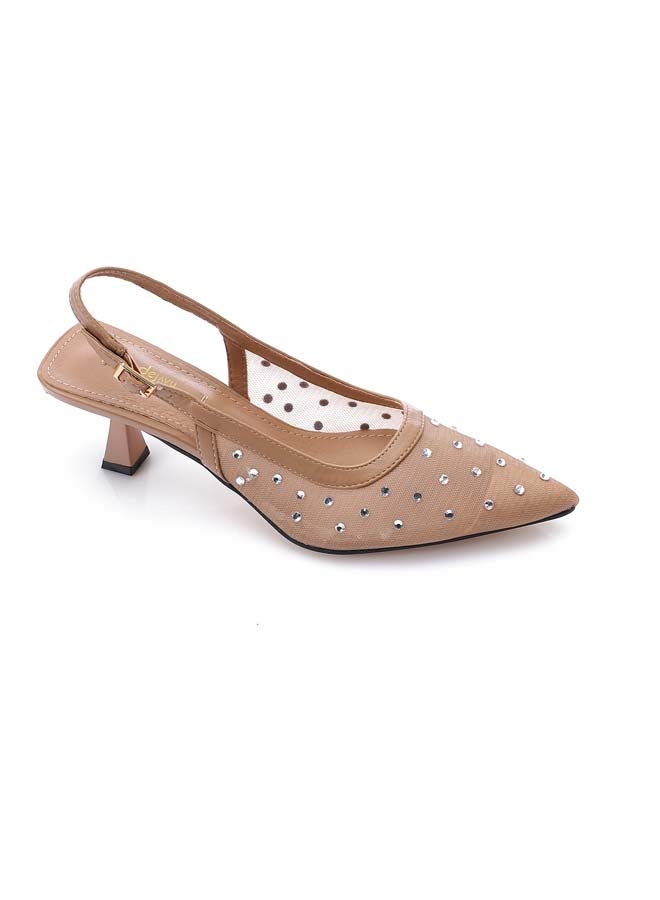 DejaVu Prominent Slingback Heelss - Buff Beige  - Image 5