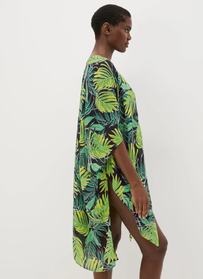 Matalan Green Tropical Leaf Print Kimono