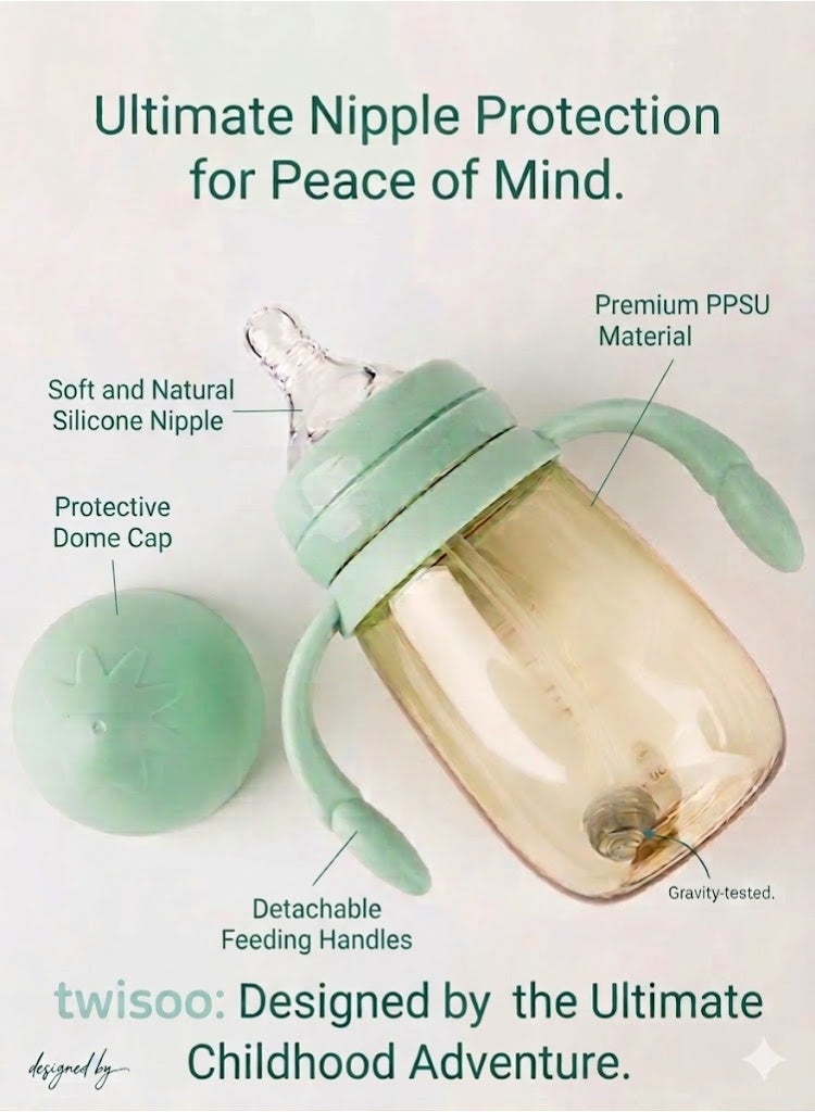 Twisoo Baby Feeding Bottle Wide Neck PPSU, 240ML – BPA-Free Baby Feeder, Milk Powder Feeding Bottle for Infants, Durable, Lightweight, Leak-Proof Design, Safe for Newborns and Toddlers (Green) - Image 5