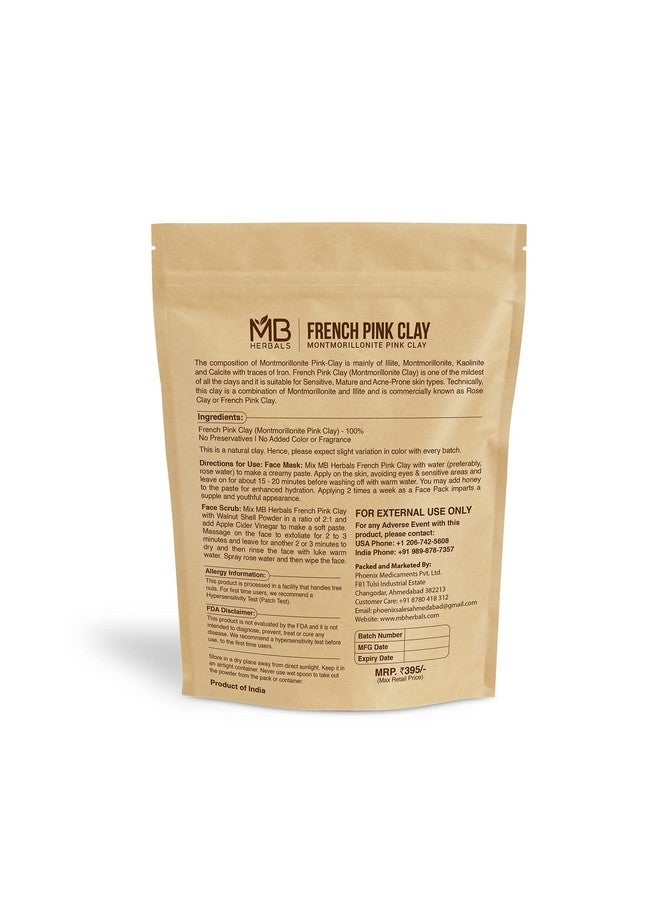 MB Herbals French Pink Clay 8 Oz / 0.5 Lb | Montmorrillonite Pink Clay (French Rose Clay) | Mild, Hydrating Clay For Sensitive, Matured & Acne-Prone Skin - Packing May Vary - Image 2