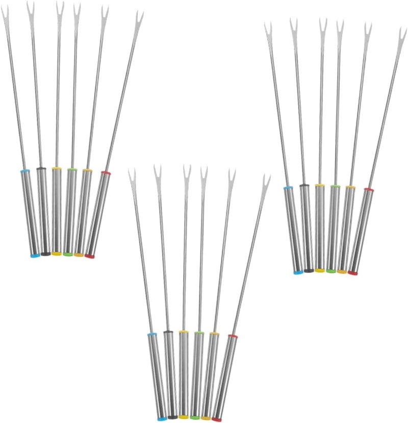 TIDTALEO 18pcs Stainless Steel Fondue Forks Set with Heatproof Handles, Reusable Dessert and Barbecue Skewers for Chocolate, Cheese, Fruit, Picnic and Kitchen Use - Image 1