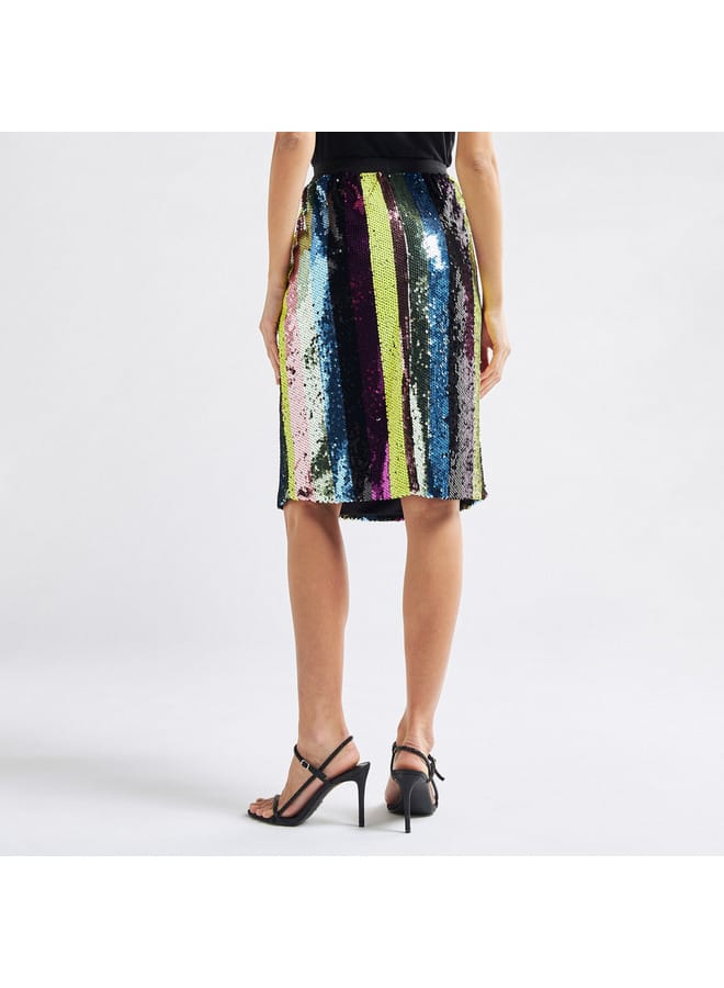 Splash FAV Sequin Embellished Skirt with Elasticated Waistband  - Image 3