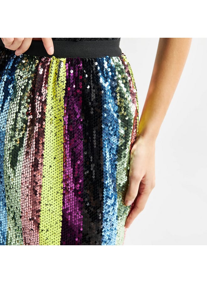 Splash FAV Sequin Embellished Skirt with Elasticated Waistband  - Image 4