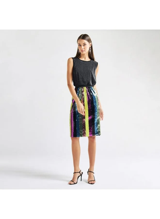 FAV Sequin Embellished Skirt with Elasticated Waistband