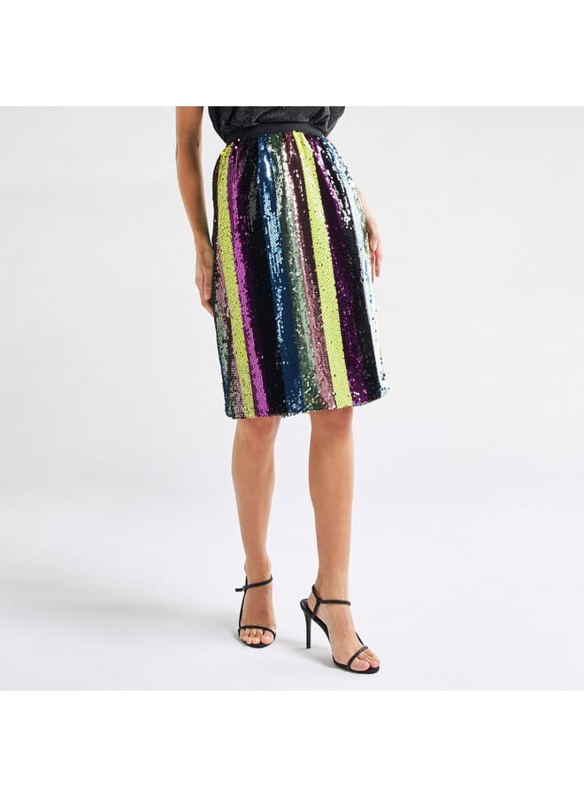 Splash FAV Sequin Embellished Skirt with Elasticated Waistband  - Image 1