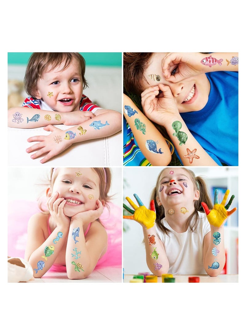 SYOSI 140 Pcs Kids Temporary Tattoo Stickers Cute Cartoon Glitter Children's Waterproof Temporary Tattoo Toys Face Tattoo Stickers Girls Boys Theme Party Birthday Gifts Supplies Decorations - Image 3