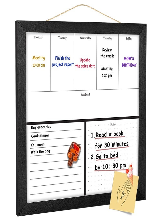 Umtiti Umtiit Weekly Calendar Dry Erase Whiteboard 11.8 x 11.8 inch(30 x 30 cm), Black Wood Frame, Magnetic Surface Whiteboard for Planning/Schedule/School Timetable/Memo(ZLBB-3030BK,US) - Image 1
